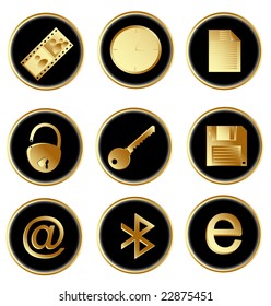 Illustration of the black round web buttons set 3