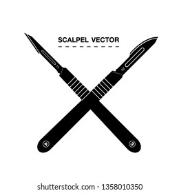 Illustration of black scalpel vector.  knife sign of medical equipment for surgery  isolated on white background 