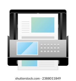 It is an illustration of a black scanner.
