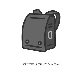 Illustration of a black school bag icon (color line drawing).