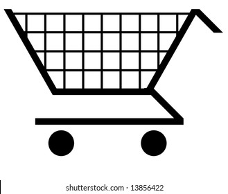 illustration of a black shopping cart symbol - vector