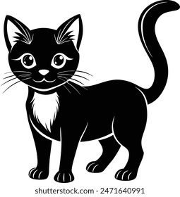 illustration of black shorthair cat