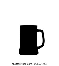 Illustration black silhouette beer mug isolated on white background - vector