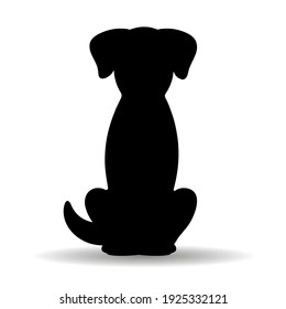 illustration of a black silhouette of a dog with a shadow on a white background