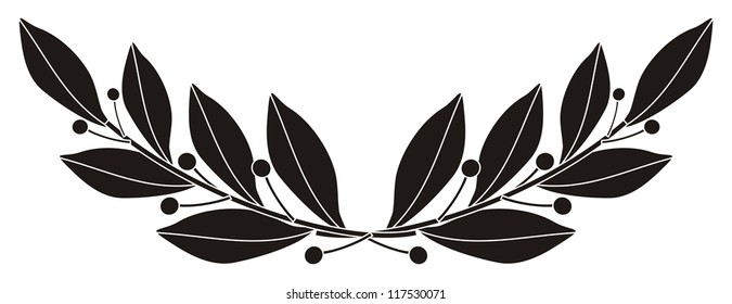 illustration - black silhouette of a laurel branch