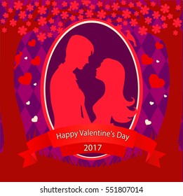 Illustration black silhouette of lovers embracing Couple in love Illustration of man and woman lovers Valentine Day