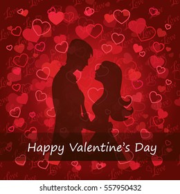 Illustration black silhouette of lovers embracing on a white background Couple in love Illustration of man and woman lovers Valentine Day