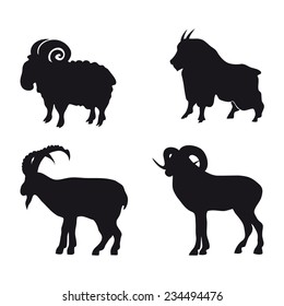 illustration of a black silhouette of sheep and goat