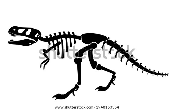 Tレックス恐竜の骨格の黒いシルエットのイラトス 白い背景に先史時代の生き物の骨 ティラノサウルスの動画クリップアート ベクターイラスト のベクター画像素材 ロイヤリティフリー