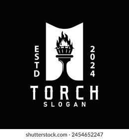 Illustration black silhouette torch logo flame design olympic sport victory inspiration