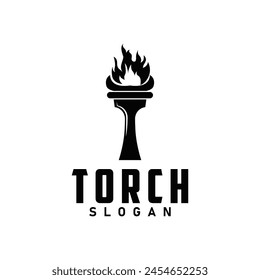 Illustration black silhouette torch logo flame design olympic sport victory inspiration