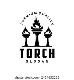 Illustration black silhouette torch logo flame design olympic sport victory inspiration