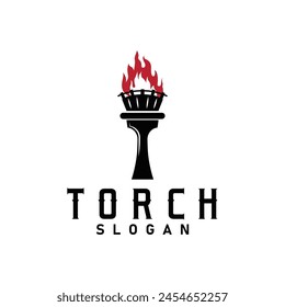 Illustration black silhouette torch logo flame design olympic sport victory inspiration