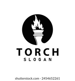 Illustration black silhouette torch logo flame design olympic sport victory inspiration