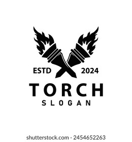 Illustration black silhouette torch logo flame design olympic sport victory inspiration