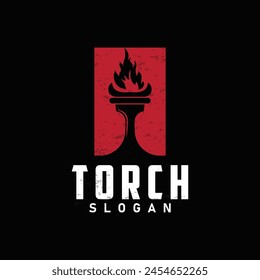 Illustration black silhouette torch logo flame design olympic sport victory inspiration