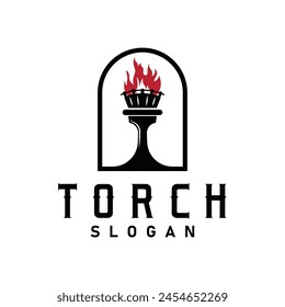 Illustration black silhouette torch logo flame design olympic sport victory inspiration