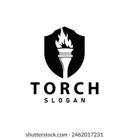 Illustration black silhouette torch logo flame design olympic sport victory inspiration