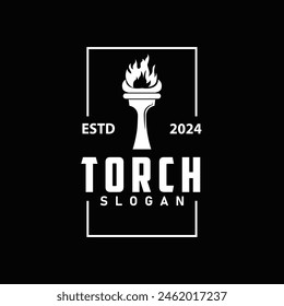 Illustration black silhouette torch logo flame design olympic sport victory inspiration