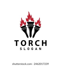 Illustration black silhouette torch logo flame design olympic sport victory inspiration