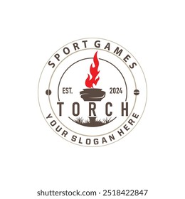 Illustration black silhouette torch logo flame design olympic sport victory inspiration