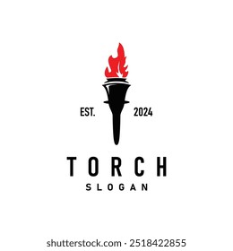 Illustration black silhouette torch logo flame design olympic sport victory inspiration