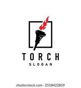 Illustration black silhouette torch logo flame design olympic sport victory inspiration