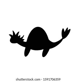 Illustration of black silhouettes dinosaur on white background. Dino print. Vector version. 