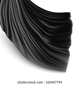 Illustration with black silk cloth. Black silk cloak