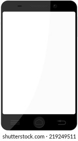 illustration of black smart phone with empty screen for copy space isolated on white background