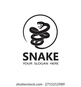 Ilustración de serpiente negra aislada sobre fondo blanco