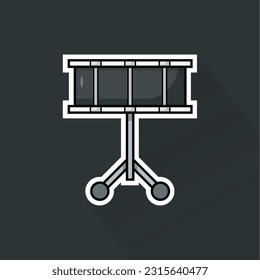 Illustration of Black Snare Drum in Flat Design