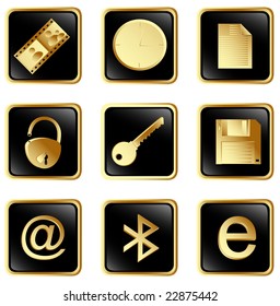 Illustration of the black square web buttons set 3