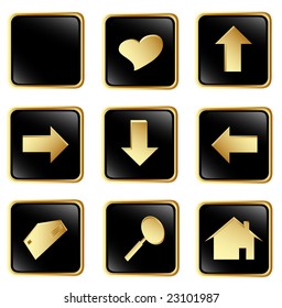 Illustration of the black square web buttons set 2