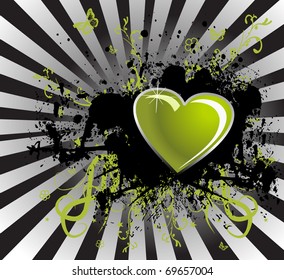 illustration with  black stain and green heart