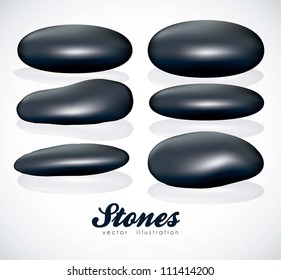 illustration of black stones isolated on white background, vector illustration