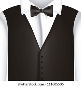 illustration of black suit with bow tie, blazer, vector illustration