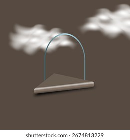 Ilustración de un columpio negro con nubes sobre un fondo marrón. eps 10 
