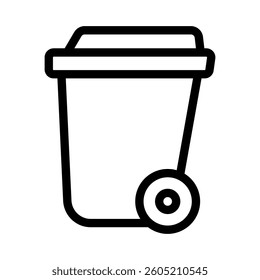Illustration of a black trash can icon on a white background