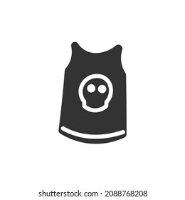illustration of a black t-shirt for cats and dogs with a skull on it. pet clothes. flat cartoon style. vector design