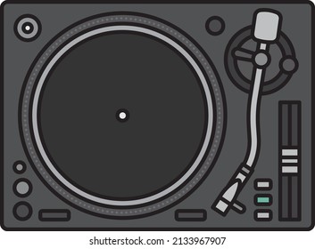 Illustration of black turntable seen from above