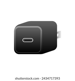 It is an illustration of black USB charger _USB Type-C 1 port.