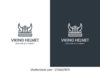 Illustration of a black viking helmet on a white background.