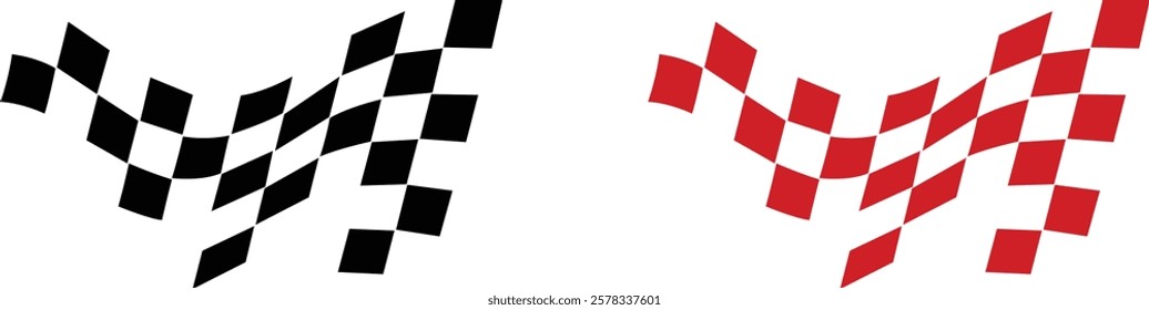 illustration of a black and white background Close-up shot of a red and white checkered flag, ideal for use in sports or racing