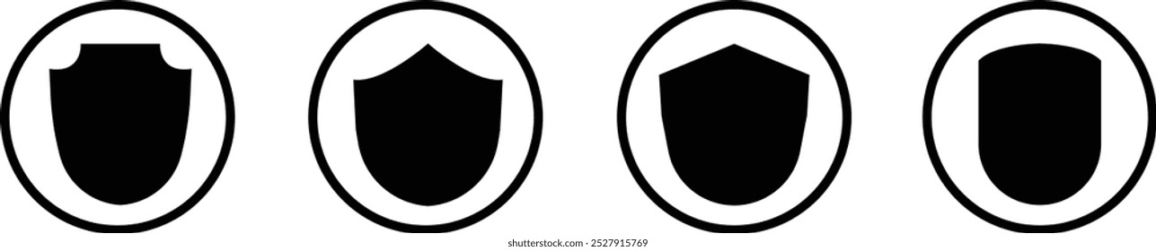 illustration of a black and white background Shield icons set. Protect shield vectors