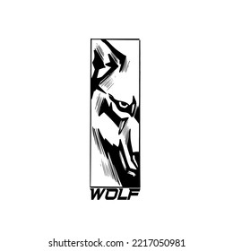 ilustración de un fondo blanco y negro WOLF