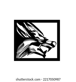 ilustración de un fondo blanco y negro WOLF