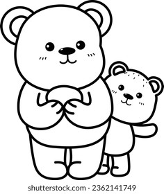 Illustration black and white bear