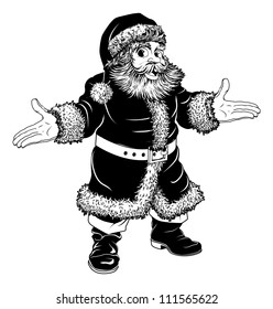 Illustration of a black and white Christmas Santa Claus