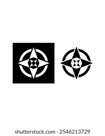 A illustration of black and white compass 